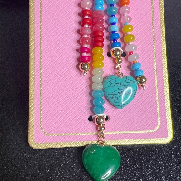 Piper K | Boho Turquoise Genuine Stones Heart Bag Charm - Picture 4 of 9